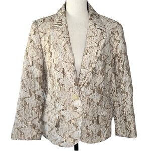 Harve Benard Oasis Brown Tan Lined Button Close Blazer Size 10